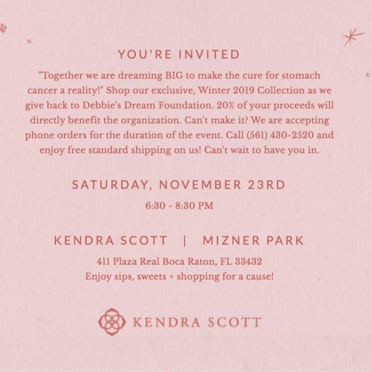 Kendra Gives Back - Kendra Scott Shopping Event - Debbie'S Dream Foundation