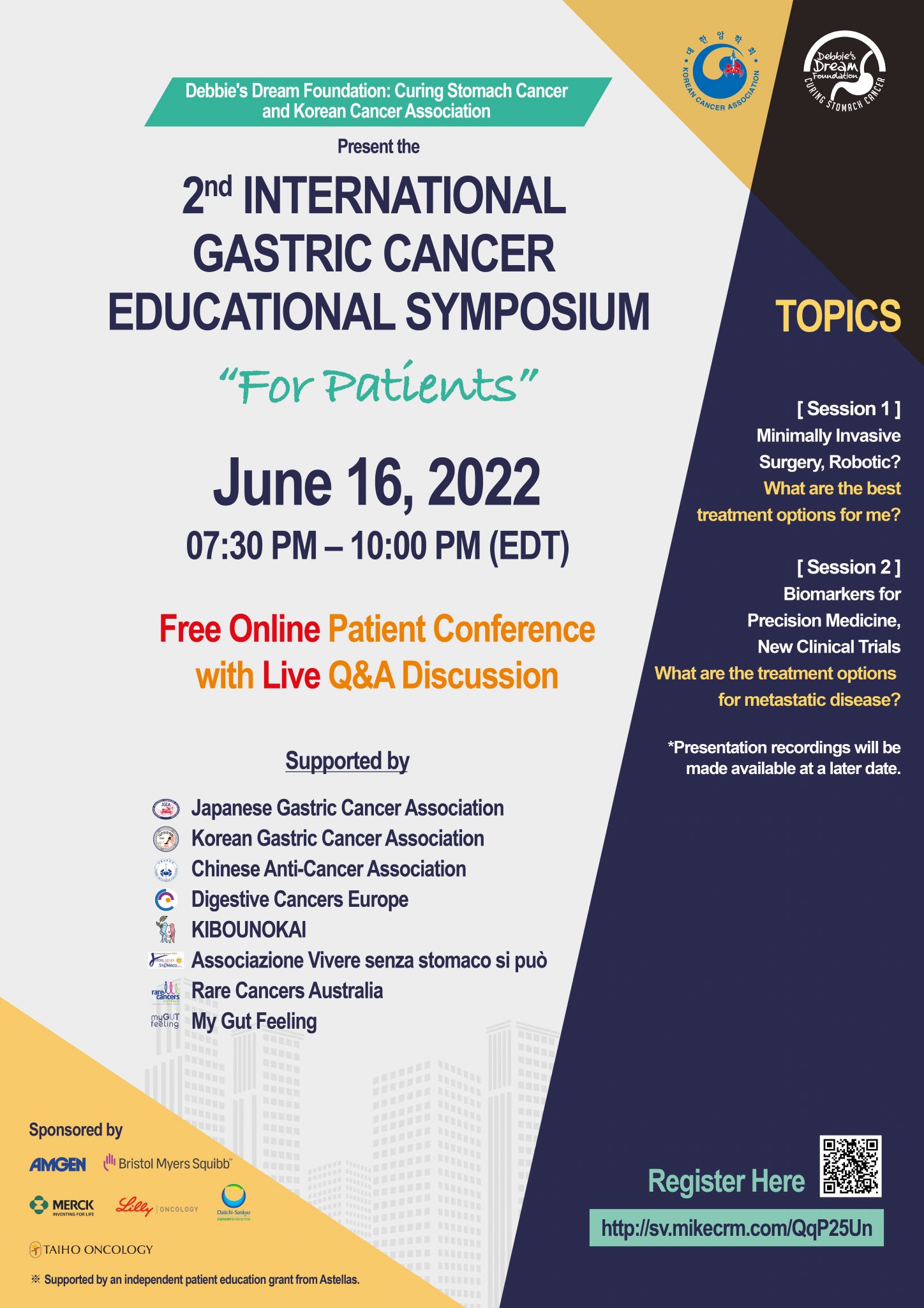 2nd International Gastric Cancer Educational Symposium - Debbie's Dream ...