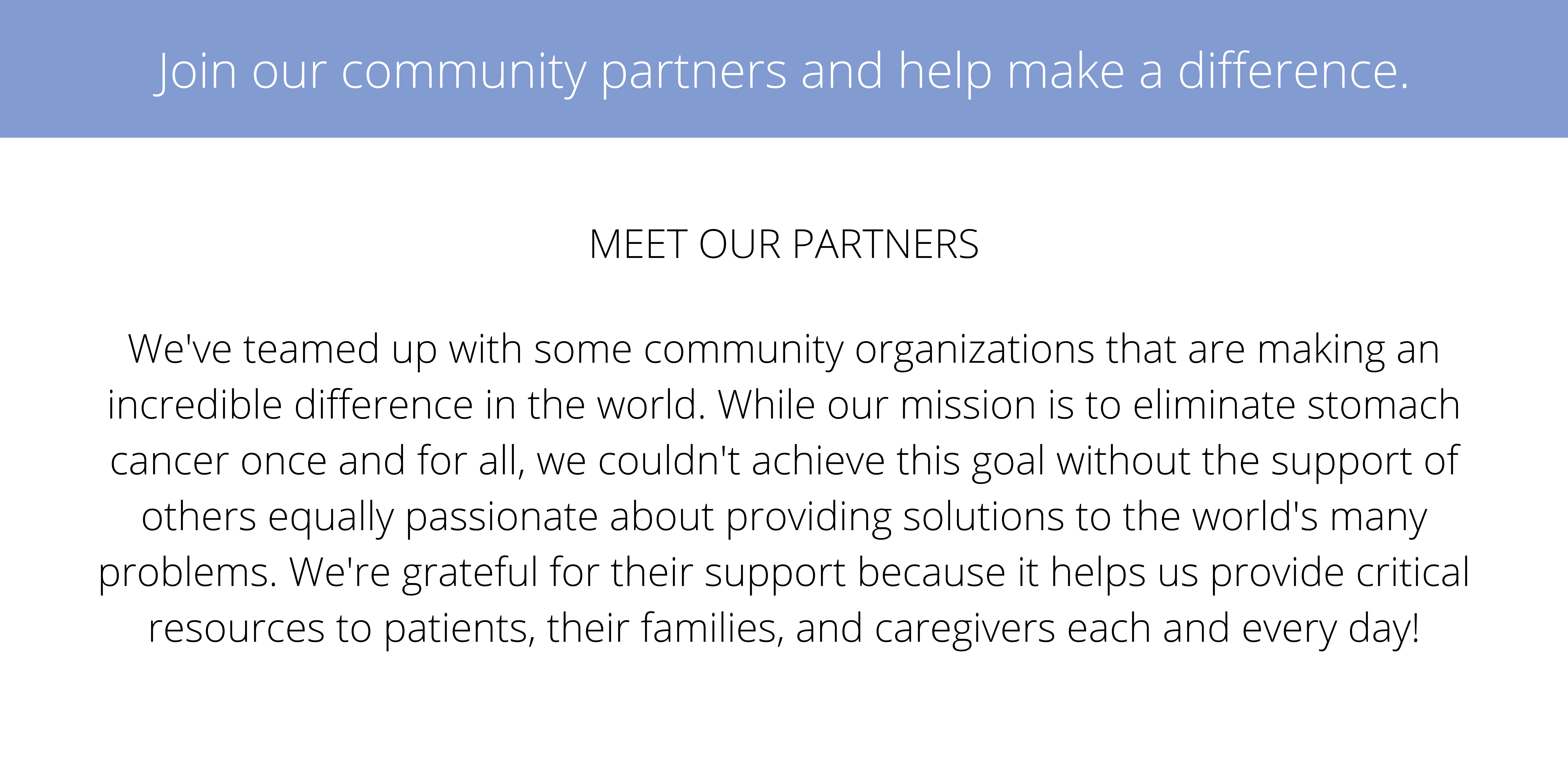 Join our community partners and help make a difference.